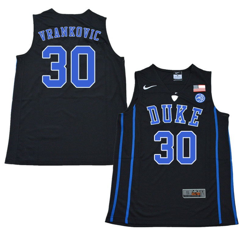 Duke Blue Devils #30 Antonio Vrankovic College Basketball Jerseys Sale-Black